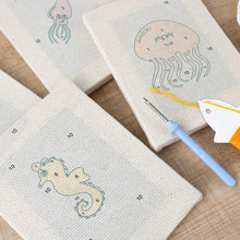 Afbeelding in Gallery-weergave laden, Punch Needle Set - 4 Mini Canvas Zeedieren Set 3