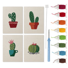 Afbeelding in Gallery-weergave laden, Punch Needle Set - 4 Mini Canvas Cactussen Set 2