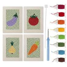 Afbeelding in Gallery-weergave laden, Punch Needle Set - 4 Mini Canvas Groente Mix