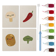 Afbeelding in Gallery-weergave laden, Punch Needle Set - 4 Mini Canvas Groente Set 7