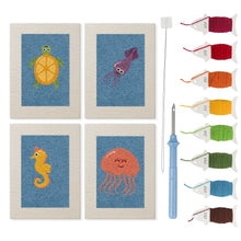 Afbeelding in Gallery-weergave laden, Punch Needle Set - 4 Mini Canvas Zeedieren Set 3