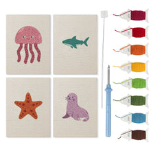 Afbeelding in Gallery-weergave laden, Punch Needle Set - 4 Mini Canvas Zeedieren Set 5