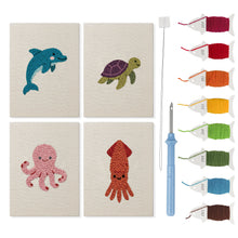 Afbeelding in Gallery-weergave laden, Punch Needle Set - 4 Mini Canvas Zeedieren Set 6