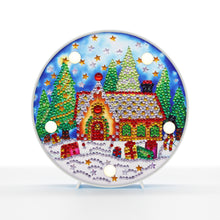 Lade das Bild in den Galerie-Viewer, Diamond Painting Ronde Lampje - Kerstbomen met Huis