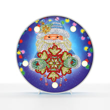 Lade das Bild in den Galerie-Viewer, Diamond Painting Ronde Lampje - Kerstman met Sneeuwvlok