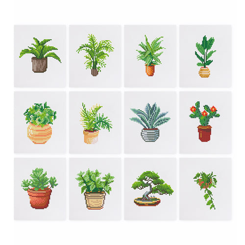 12 Mini Diamond Paintings - Groene Planten