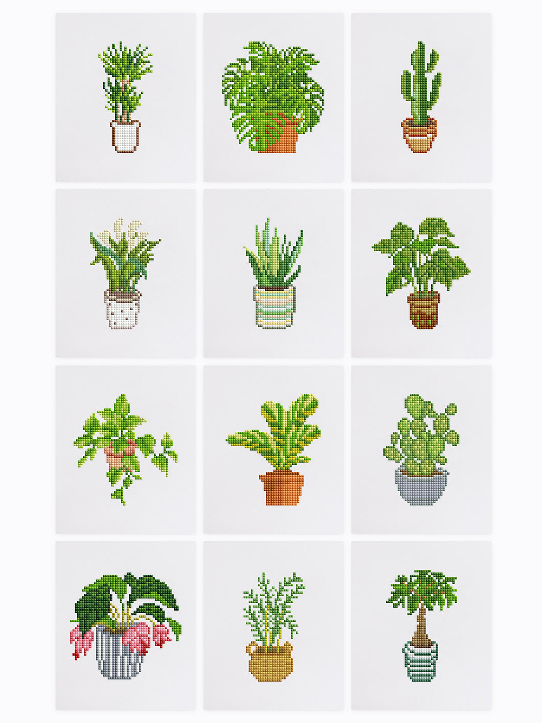 12 Mini Diamond Paintings - Planten