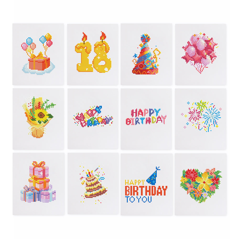 12 Mini Diamond Paintings - Verjaardag