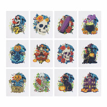 Afbeelding in Gallery-weergave laden, 12 Mini Diamond Paintings - Halloween Skulls
