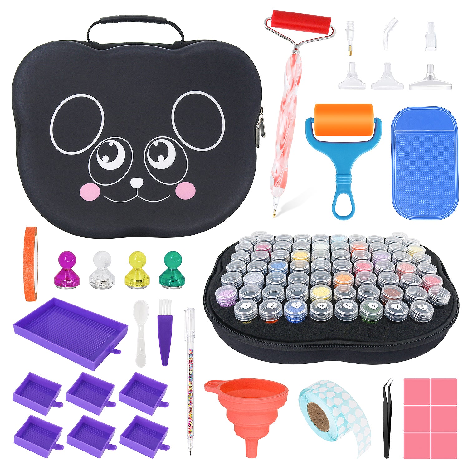Diamond Painting - Zwarte Cartoon Opbergkoffer met Accessoires