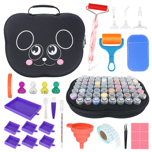 Diamond Painting - Zwarte Cartoon Opbergkoffer met Accessoires