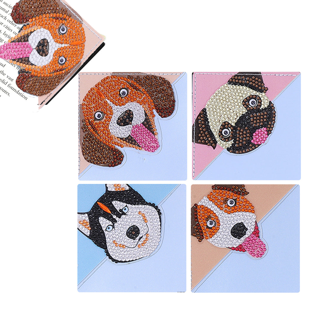 Diamond Painting Hoek Boekenleggers - Honden - 4 stuks