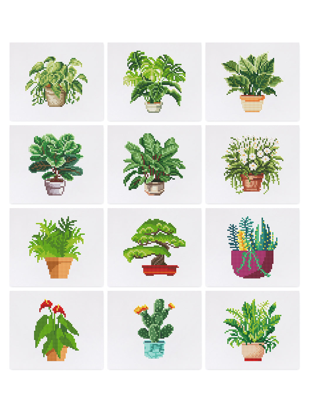 12 Mini Diamond Paintings - Planten in Pot