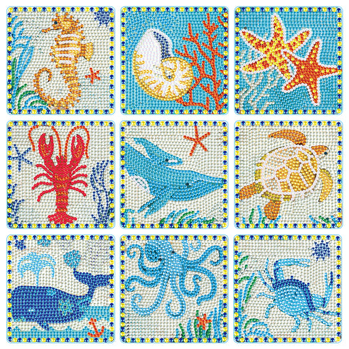 Diamond Painting - Zeedieren Onderzetters