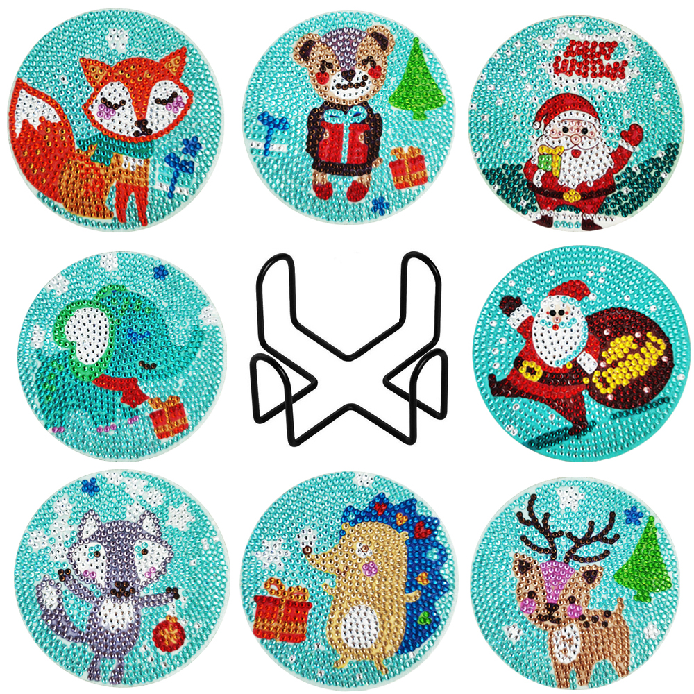 Diamond Painting - Kerstman & Dieren Onderzetters