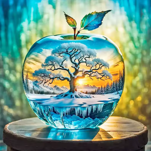 Diamond Painting - Appel met Sneeuwlandschap