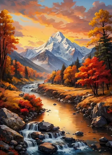 Diamond Painting - Berg in de Herfst