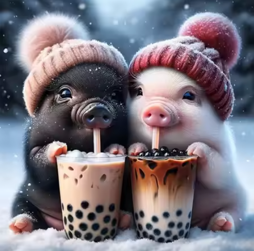 Diamond Painting - Biggetjes met Bubble Tea