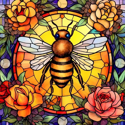 Diamond Painting - Bij in Glas-in-Lood