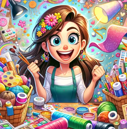Diamond Painting - Blije Vrouw aan het Knutselen