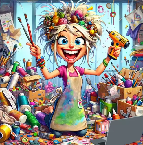 Diamond Painting - Blije Vrouw in haar Knutselkamer