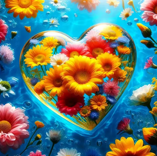 Diamond Painting - Bloemen Hart in het Water