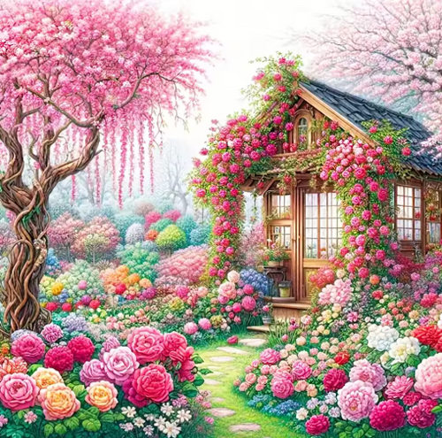 Diamond Painting - Bloemen Huis