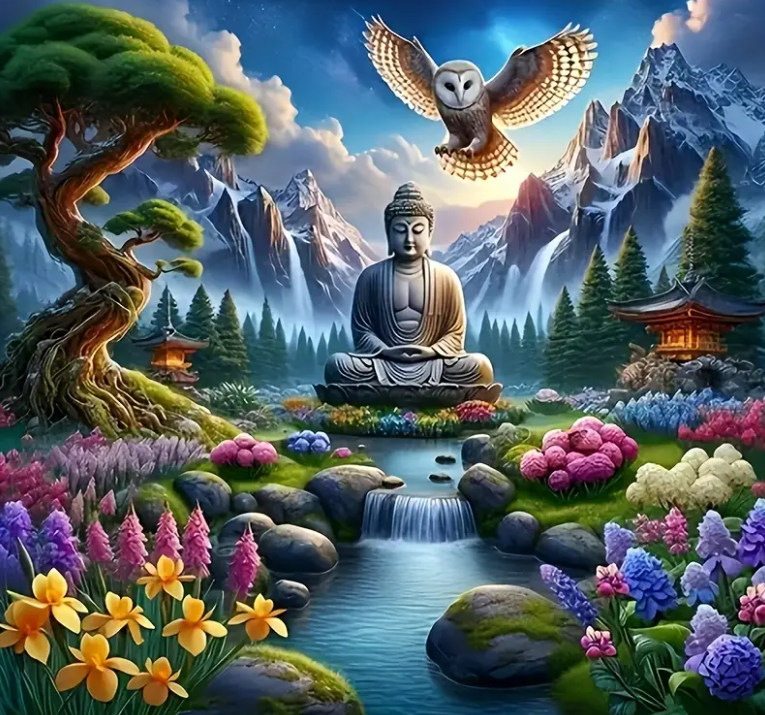 Diamond Painting - Boeddha met Uil