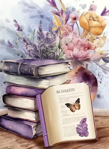Diamond Painting - Boeken met Bloemen