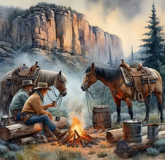 Diamond Painting - Cowboys met Paarden
