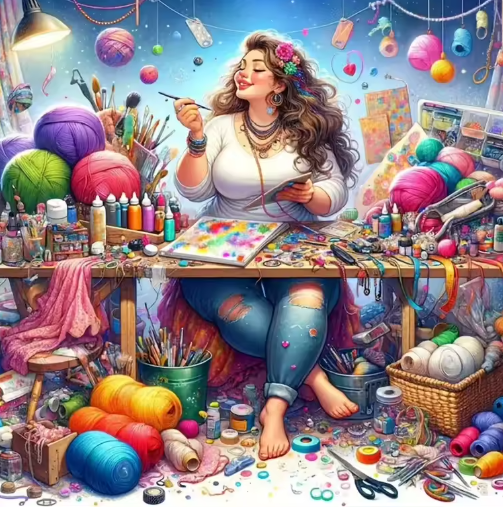 Diamond Painting - Dame aan het Knutselen