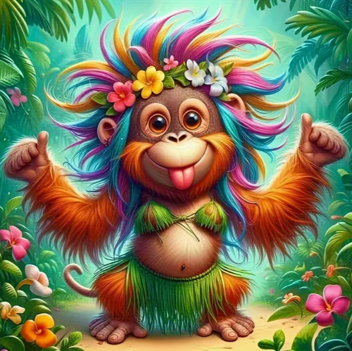 Diamond Painting - Dansende Gekke Aapje