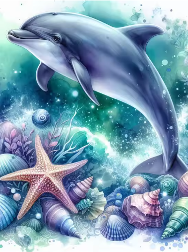 Diamond Painting - Dolfijn met Schelpen