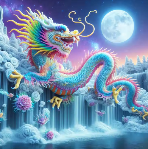 Diamond Painting - Draak bij een Waterval
