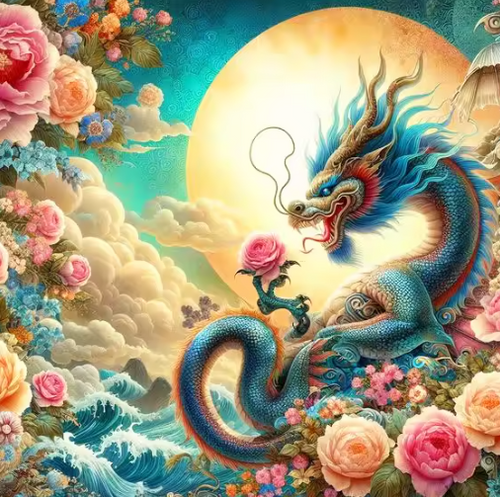 Diamond Painting - Draak met Rozen