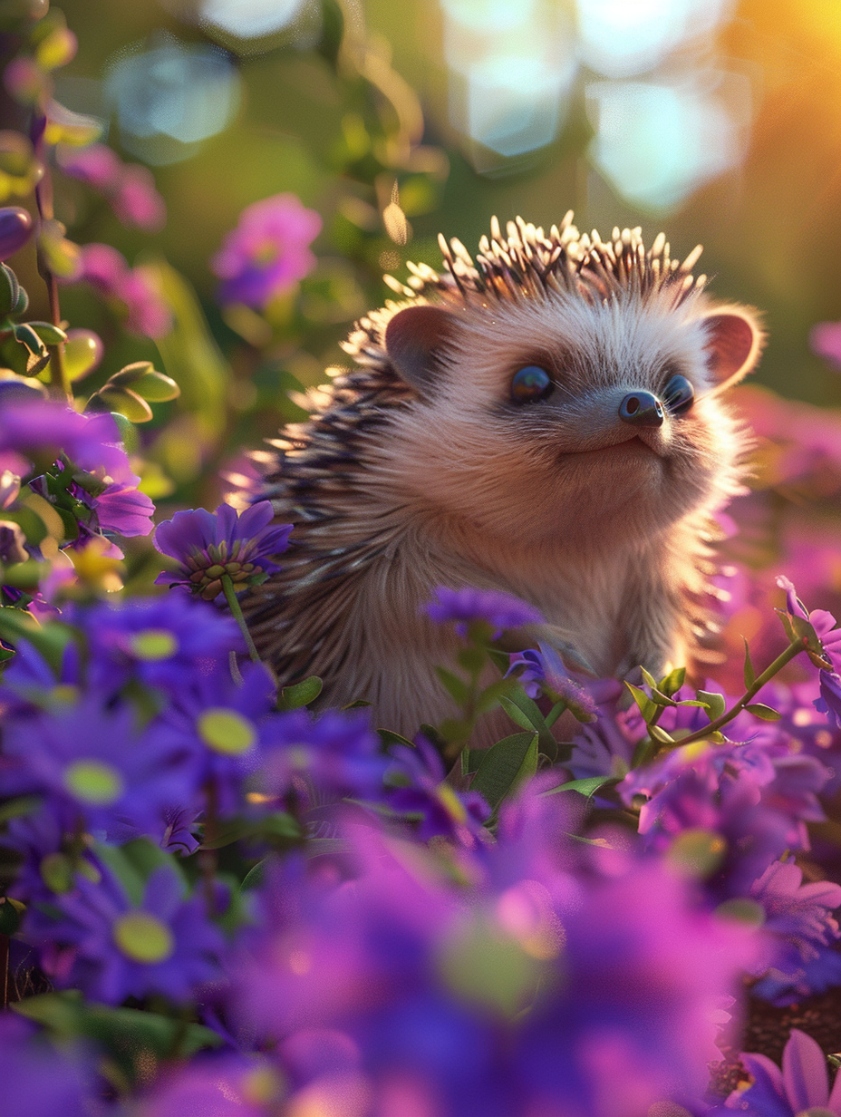 Diamond Painting - Egel tussen de Bloemen