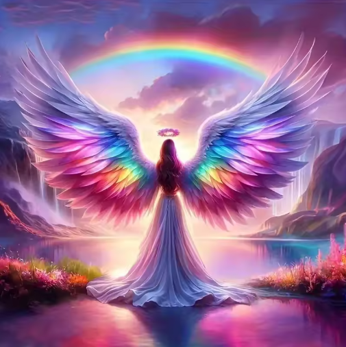 Diamond Painting - Engel met Regenboog