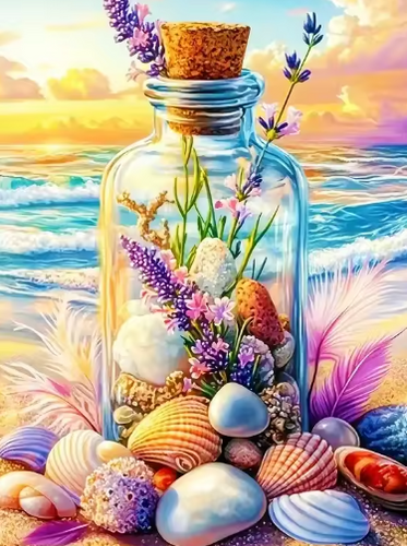 Diamond Painting - Fles met Schelpen
