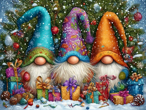 Diamond Painting - Gnomes bij de Kerstboom