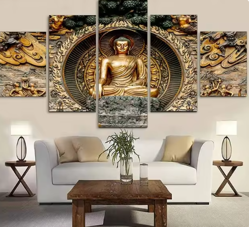 Diamond Painting - Gouden Boeddha - 5 Luik
