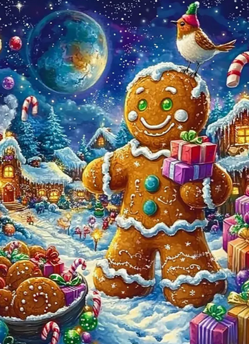 Diamond Painting - Groot Peperkoekmannetje in de Stad