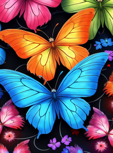 Diamond Painting - Grote Gekleurde Vlinders