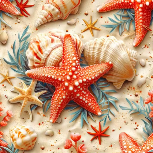 Diamond Painting - Grote Zeester met Schelpen