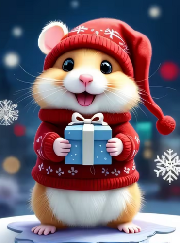 Diamond Painting - Hamster met Cadeau