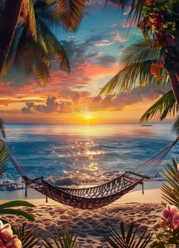 Diamond Painting - Hangmat tijdens Zonsondergang