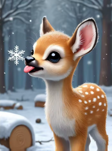 Diamond Painting - Hert met Sneeuwvlok