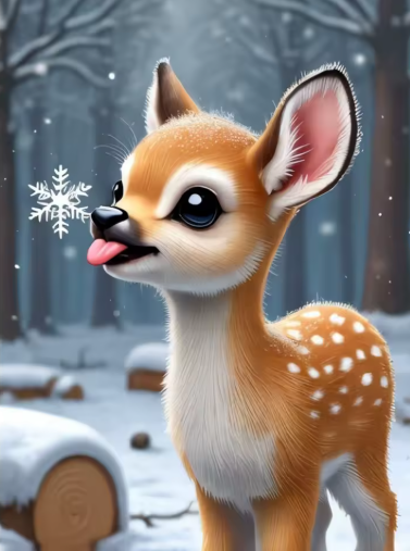 Diamond Painting - Hert met Sneeuwvlok