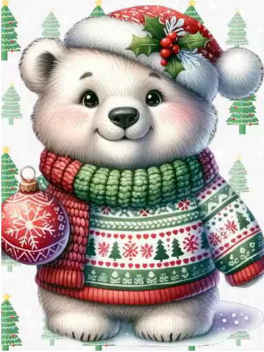 Diamond Painting - Ijsbeer met Kersttrui