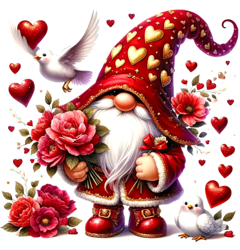 Diamond Painting - Kabouter met Rozen