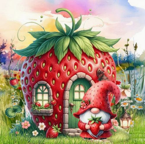 Diamond Painting - Kabouter voor Aardbeienhuis